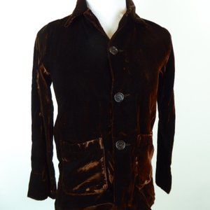 Etro brown velvet top button shirt jacket blazer girls 8